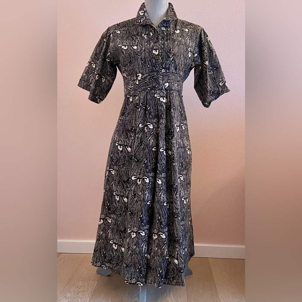 RARE Vintage 70s/80s Robbie Bee Black and Cream Midi Dress